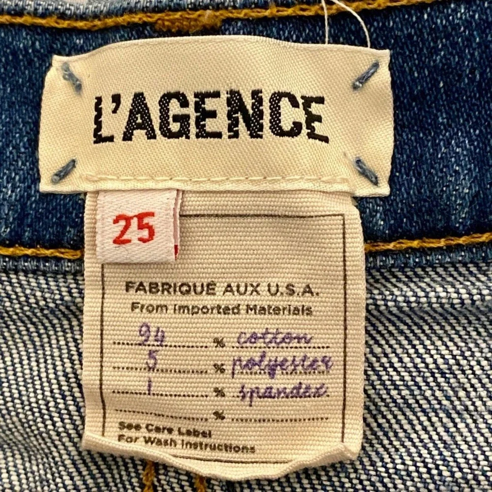 L'AGENCE Ryland High Waist‎ Short Authentique Blue Denim Jean Cut Off Frayed 25